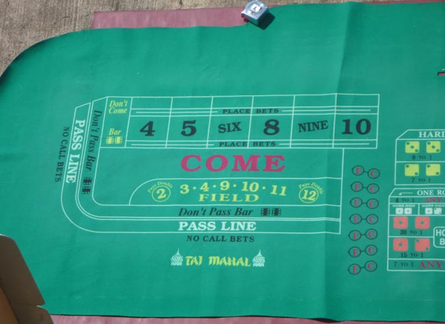  Taj Mahal Trump Atlantic City Casino authentic Craps Layout Table Felt for sale 
